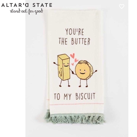 Anthropologie-Butter To My Biscuit Dish Towel - Picture 1 of 2